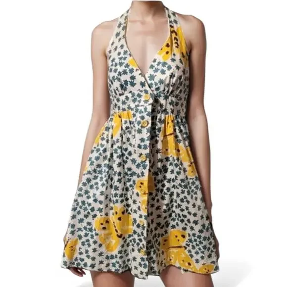 Vintage Y2K Betsey Johnson Butterfly halter mini dress cottagecore retro - Picture 1 of 10